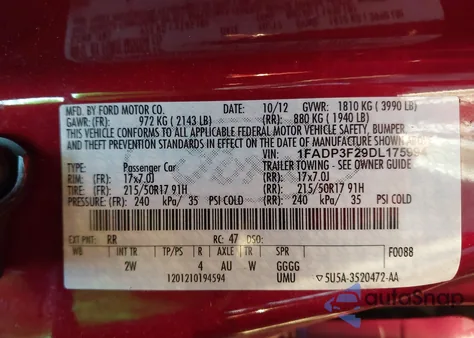 2013 Ford Focus Se from USA, damaged, VIN 1FADP3F29DL175994